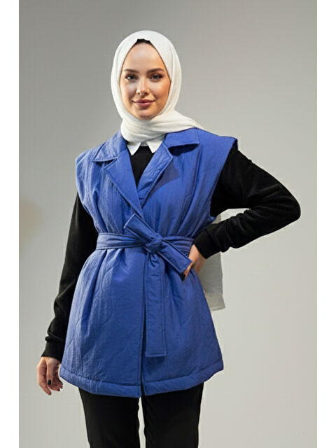 Remsa Kapitone Kuşak Detay Yelek 51258 İndigo - S000485982-23093