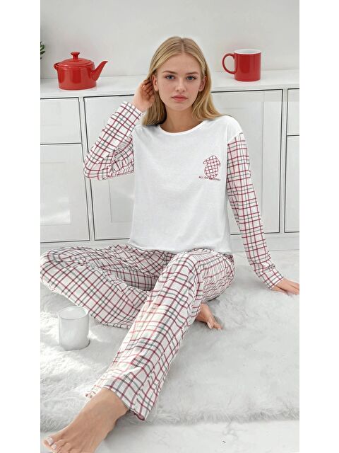 carla10 Kadın Kareli Uzun Kollu Süprem Pijama Takımı - S000490365-20063