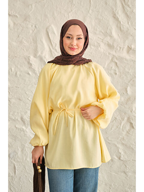 Locco Moda Kadın Bel Bağlamalı Tunik Sarı