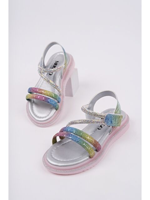 Muggo MQUEEN Cırtlı ve Simli Günlük Kız Çocuk Sandalet - S000371085-17878