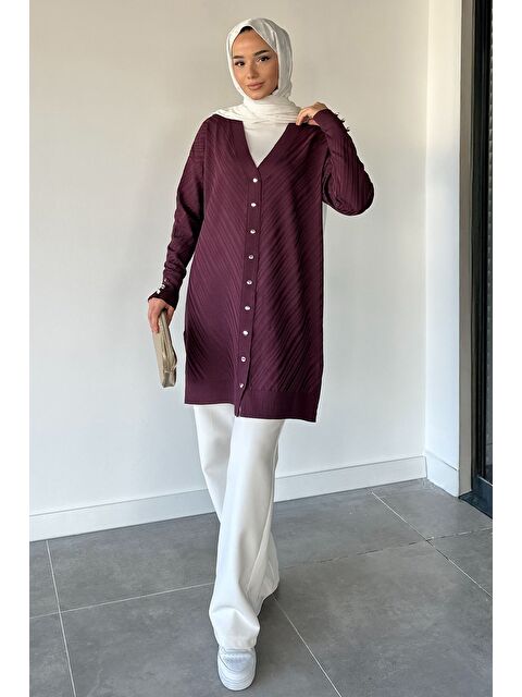 Julude Desenli Ön Düğmeli Tesettür Triko Hırka (m-l-xl Uyumludur) - S000470394-20035