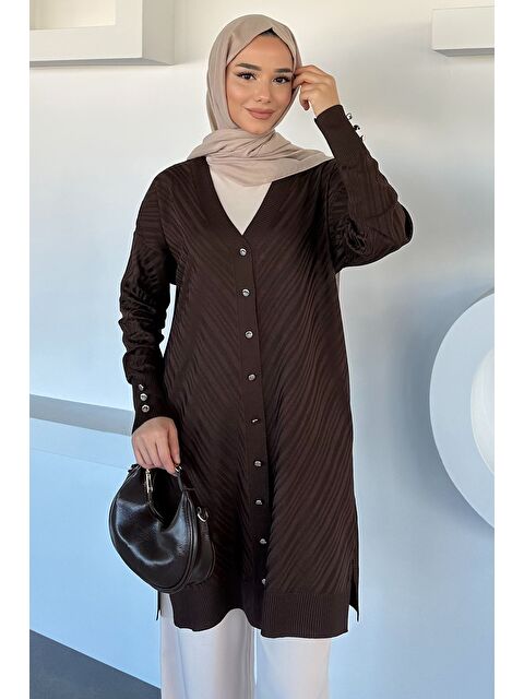 Julude Desenli Ön Düğmeli Tesettür Triko Hırka (m-l-xl Uyumludur) - S000470394-19413