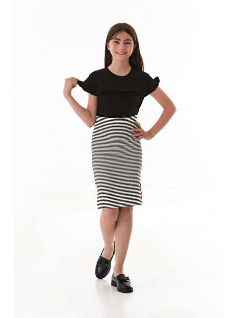 Fullamoda Çizgili Beli Lastikli Kız Çocuk Etek