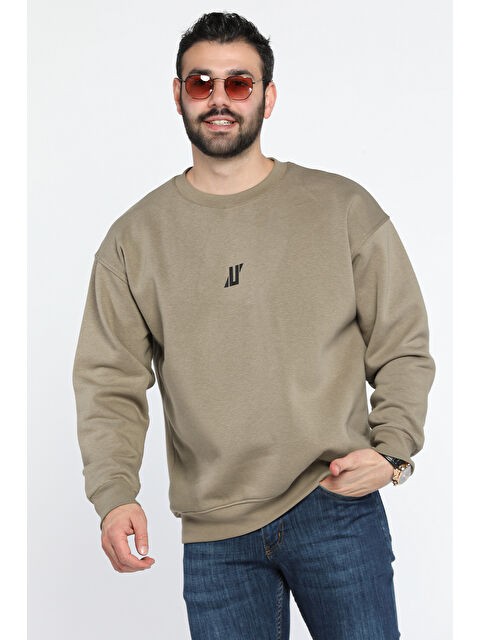 Mishar İtalia Erkek Bisiklet Yaka Baskılı Şardonlu Sweatshirt - S000326454-18547