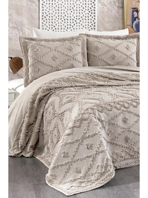 Çeyiz Diyarı Umay Şönil Çift Kişilik Yatak Örtüsü Taş - S000493237-25636