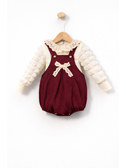 Verona Tarz Kız Bebek 2li Parçalı Romper Takımı Dantel Yakalı Lüx Pamuklu Bayramlık Özel - S000503397-19951