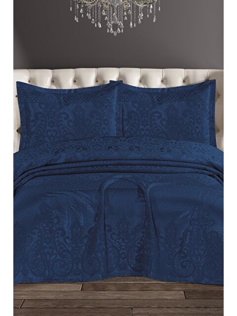 Çeyiz Diyarı Royal Şönil Çift Kişilik Yatak Örtüsü 240x260 cm Lacivert - S000493240-21164
