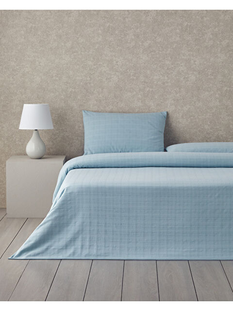 English Home Breezy Escape Pamuk Ekose Çift Kişilik Nevresim Takımı 200x220 cm Mavi - S000350146-17234