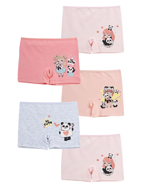 Domikids Kız Çocuk Pembe Pamuklu Boxer 5 li Paket - S000385354-37284
