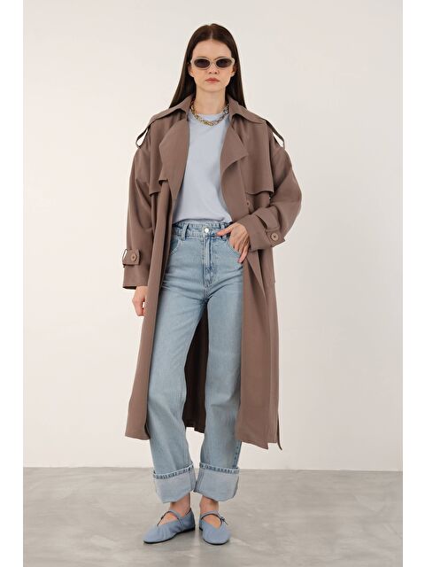 HE-QA Trençkot Tozlu Vizon - S000402139-455