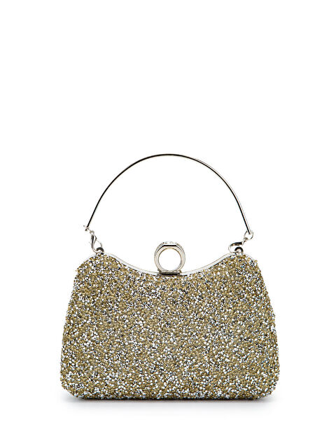 Minebag Yüzük Detaylı Taşlı Amanda Abiye El Çantası Altın - S000530975-20076