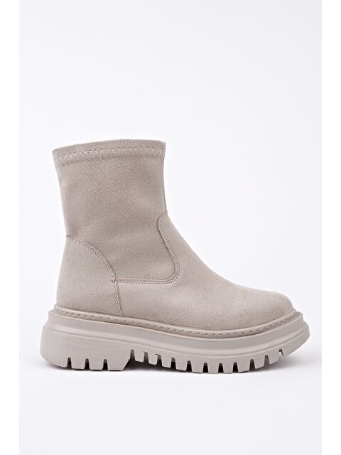 Muggo SUEVA Süet Kalın Taban Fermuarlı Kadın Bot - S000442932-12