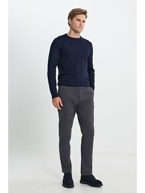 Altınyıldız Classics Erkek Antrasit Pamuklu Slim Fit Dar Kesim Armürlü Yan Cep Esnek Casual Pantolon - S000402922-29666
