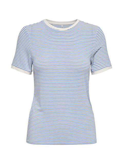 Only Onltine Çizgili Fitted Bisiklet Yaka Kadın T Shirt 15315406