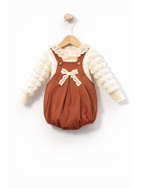 Verona Tarz Kız Bebek 2li Parçalı Romper Takımı Dantel Yakalı Lüx Pamuklu Bayramlık Özel - S000503397-7685