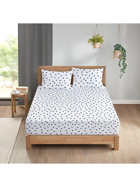 Evmila Üçgen Desen Baskılı Çift Kişilik 180x200 Cm Çarşaf Takımı - S000124262-23173