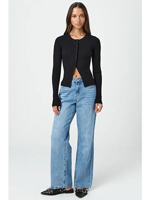 Madmext Siyah Düğmeli Uzun Kollu Kaşkorse Hırka Mg2177 - S000360740-19351