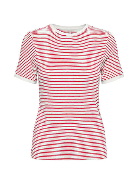 Only Onltine Çizgili Fitted Bisiklet Yaka Kadın T Shirt 15315406