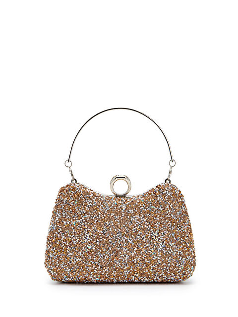 Minebag Yüzük Detaylı Taşlı Amanda Abiye El Çantası Pudra - S000530975-7152