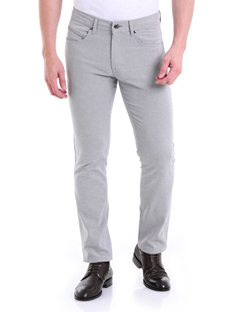 Hatemoğlu Gri Regular Fit Desenli Pamuklu 5 Cep Kanvas Erkek Pantolon - S000231455-20600