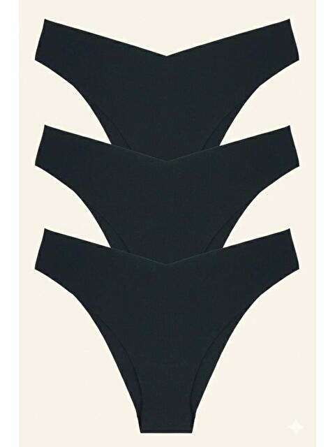 C&City 3'Lü Paket Brazilian Lazer Kesim  Külot 583 Siyah