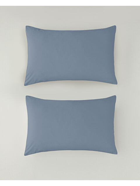English Home Novella Premium Soft Pamuk 2'li Yastık Kılıfı 50x70 cm Denim Mavi