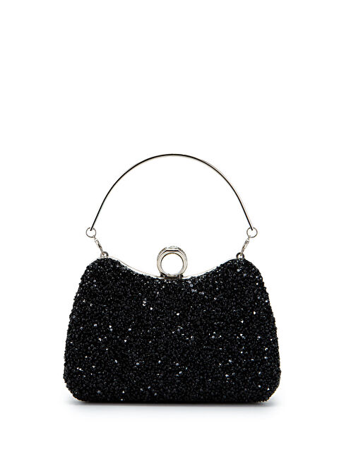 Minebag Yüzük Detaylı Taşlı Amanda Abiye El Çantası Siyah - S000530975-19351