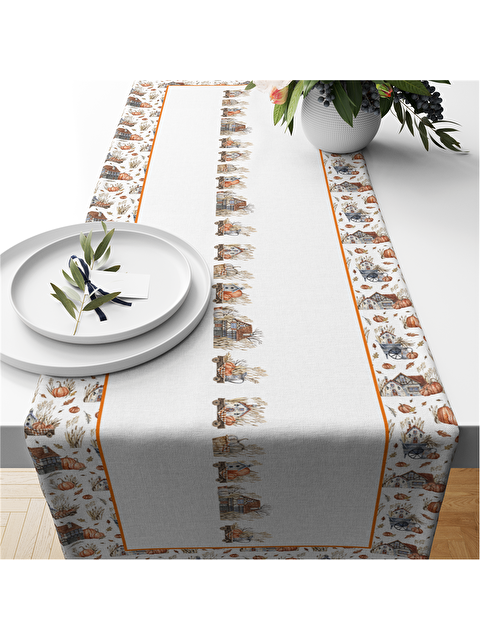 Evmila Sonbahar Temalı Kadife 40x140 Runner - S000285856-23173