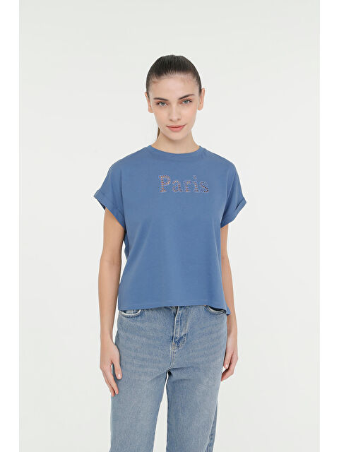 Lumberjack WL GOOD 11SS139 4FX İndigo Kadın Kısa Kol Tişört - S000262802-17234