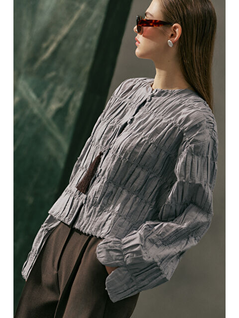 Manuka Dokulu Mırına Bluz Mavi - S000529512-17234