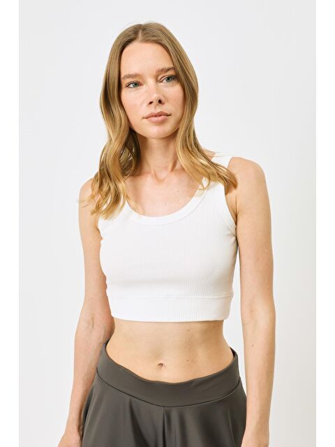 C&City Kadın Askılı Crop Fitilli Esnek Örme Atlet 926 Ekru - S000226322-19965