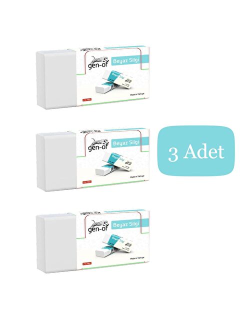 Gen-Of No:30 Küçük Boy PVC Free Beyaz Silgi (GEN-6830) 3 Adet - S000221678-20063