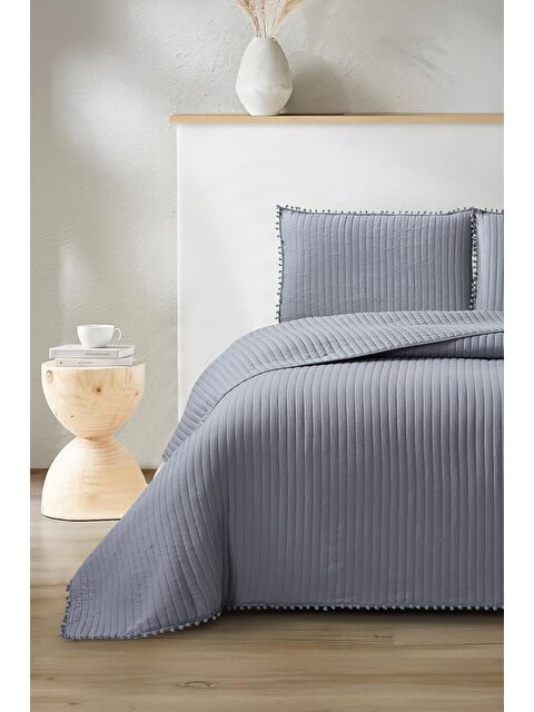 Çeyiz Diyarı Venedik Elyaf Dolgulu Çift Kişilik 240x260 Cm Yatak Örtüsü Antrasit - S000501269-29666