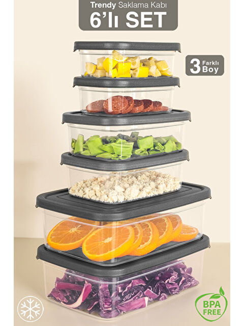 Meleni Home 6'lı Dikdörtgen Erzak Saklama Kabı