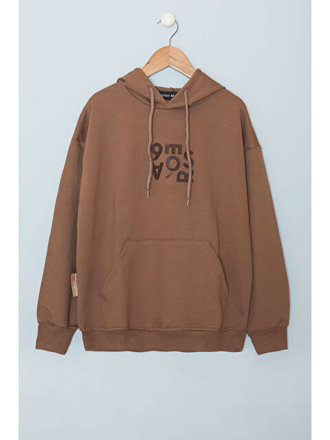Cansın Mini Kahve Yazı Kabartma Baskılı Kapüşonlu Erkek Çocuk Sweatshirt 19352 - S000275380-19413