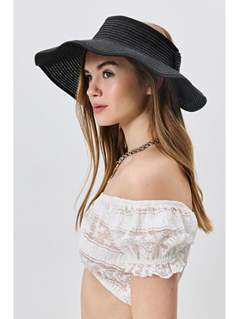 C&City Fiyonk Detaylı Vizör Hasır Şapka Y8207 Siyah - S000388357-19351