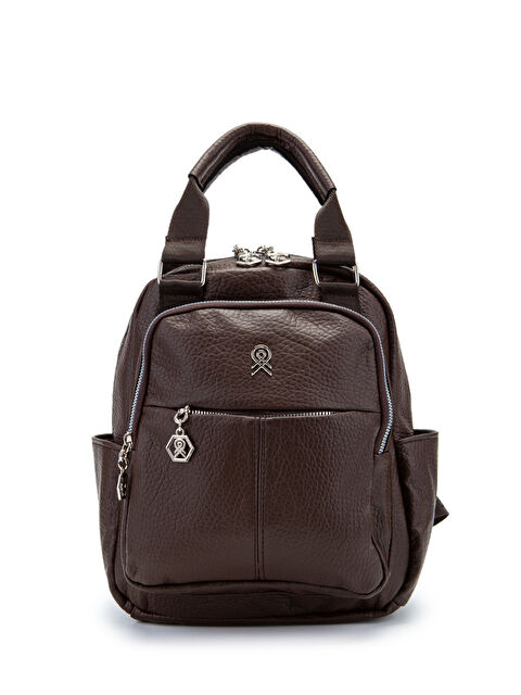 Minebag Çok Gözlü Suni Deri Bucky Sırt Çanta Kahverengi - S000530976-19413