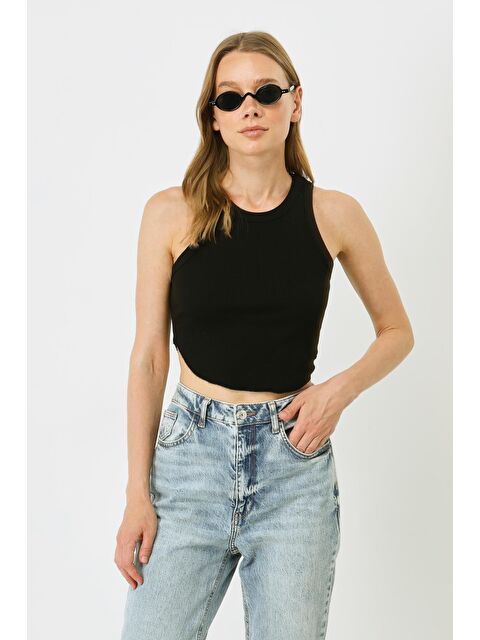 C&City Kadın Oval Fitilli Askılı Crop Atlet 920 Siyah - S000226327-19351