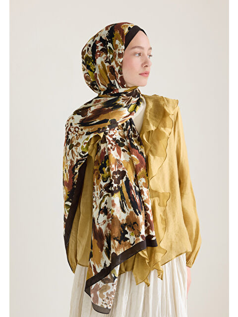 Fresh Scarfs Vınnıe Floş Viskon Şal Acı Kahve - S000426682-28102