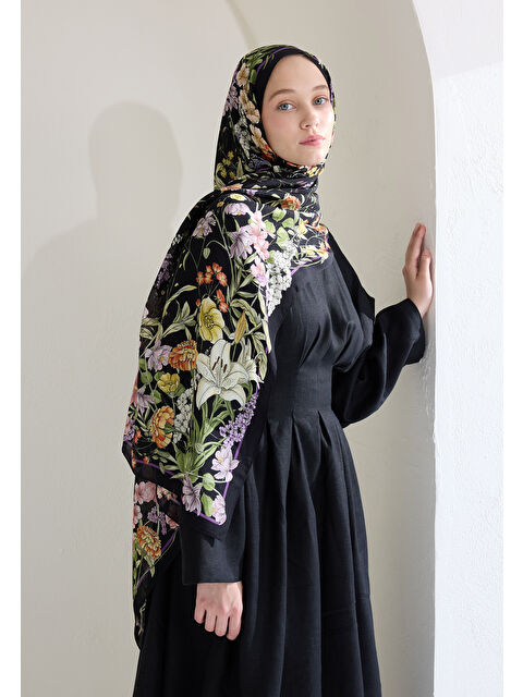 Fresh Scarfs Valentına Floş Viskon Şal Siyah - S000427140-19351