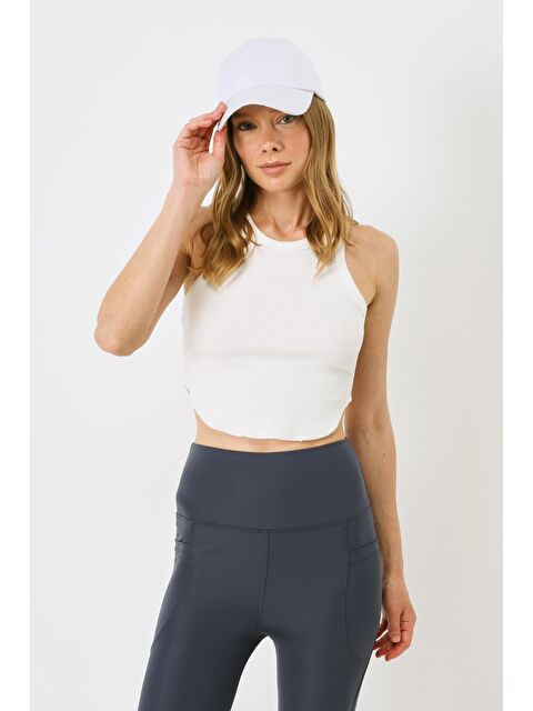 C&City Kadın Oval Fitilli Askılı Crop Atlet 920 Ekru - S000226327-19965