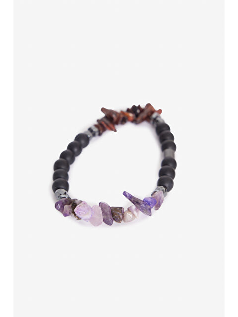 Altınyıldız Classics Erkek Siyah-Kahverengi Doğal Taş Boncuk Bileklik - S000416188-37433