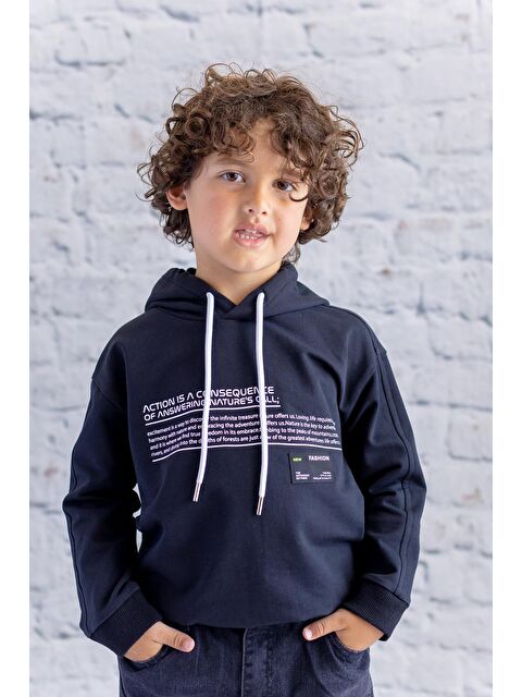 ZEYLAND Erkek Çocuk Kapüşonlu Baskılı Sweatshirt - Siyah - S000316171-19351