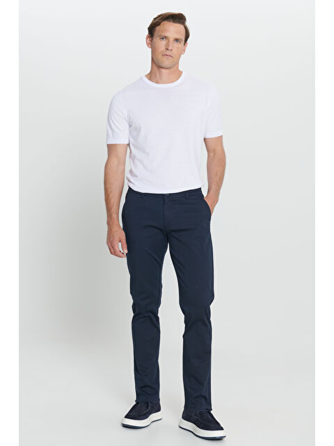 AC&Co / Altınyıldız Classics Erkek Lacivert Slim Fit Dar Kesim Pamuklu Esnek Chino Pantolon - S000402952-21164
