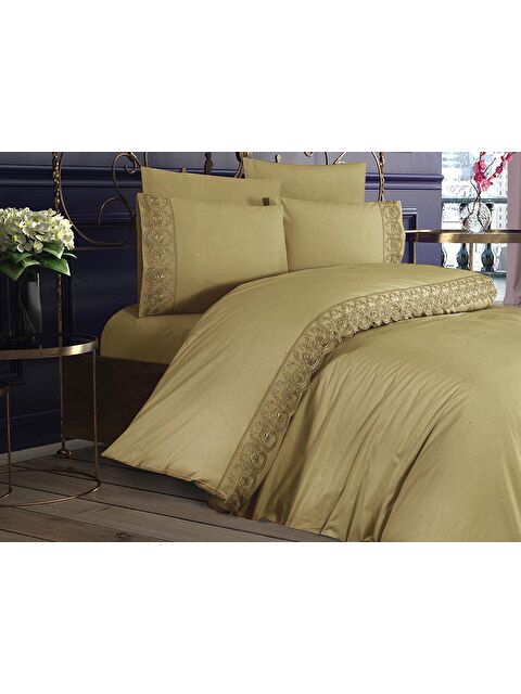 Çeyiz Diyarı Fransız Dantelli Kure Çeyizlik Nevresim Takımı Cappucino - S000496236-19413