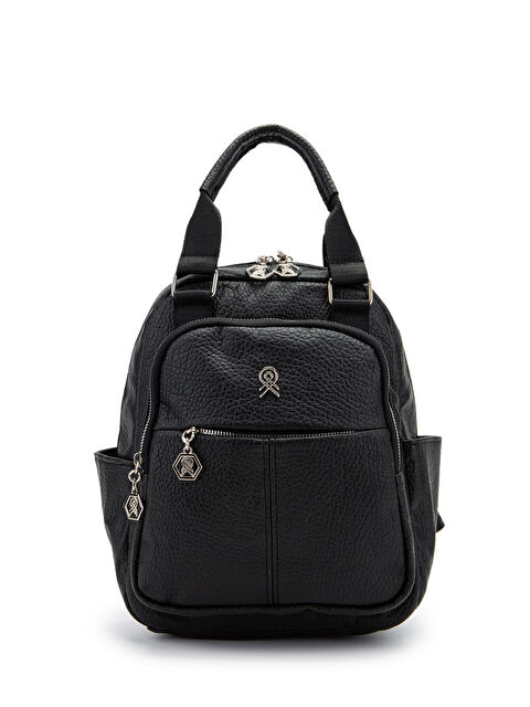 Minebag Çok Gözlü Suni Deri Bucky Sırt Çanta Siyah - S000530976-19351