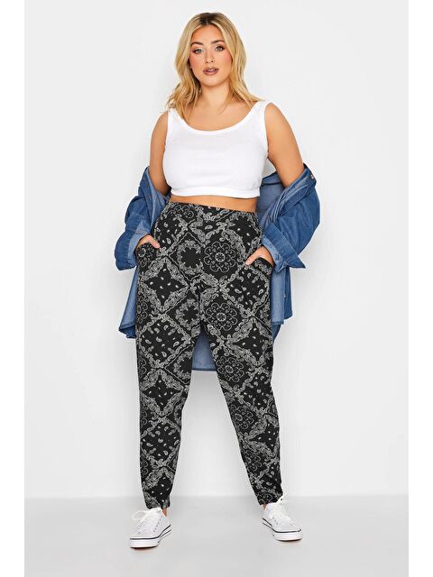 Stil Diva Büyük Beden Dar Paça Desenli Cepli Havuç Kesim Elastanlı Pantolon 143292 - S000065020-19351