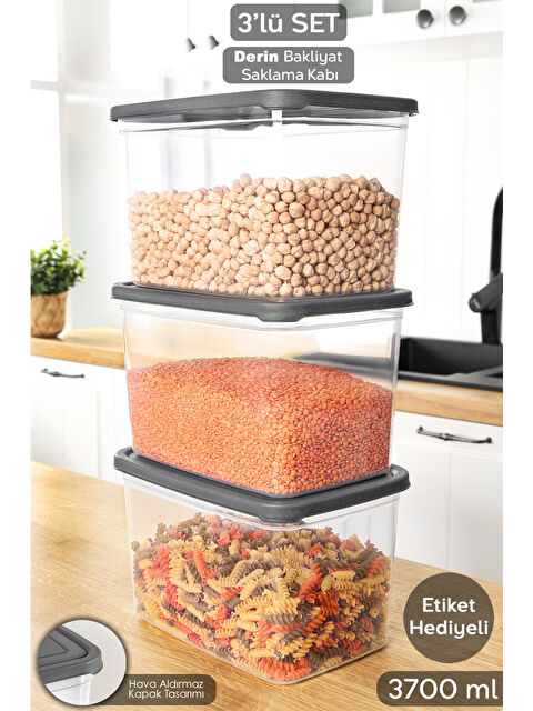 Meleni Home 3 Adet Erzak Saklama Kabı 3700 ml