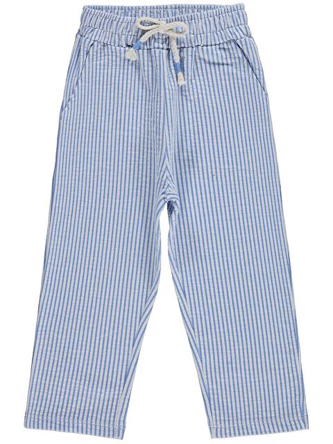 Civil Boys Köpekbalığı Armalı Kendinden Çizgili 2-5 Yaş Pantolon - Mavi