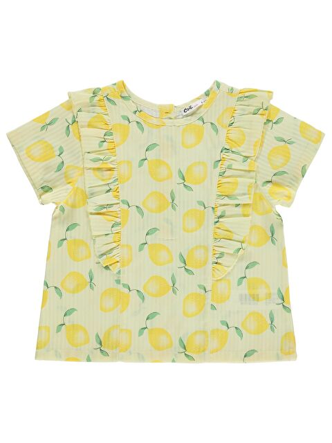 Civil Girls Limon Desenli 6-9 Yaş Gömlek - Sarı